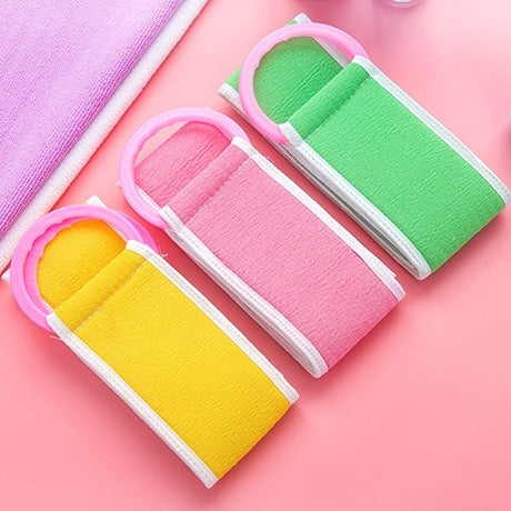 2 PCS Fashion Pull Back Bath Towel Thickening Double Strip Strongly Avoid Rubbing Bath Sponge,Random Color Delivery
