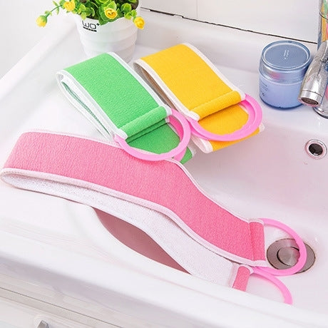 2 PCS Fashion Pull Back Bath Towel Thickening Double Strip Strongly Avoid Rubbing Bath Sponge,Random Color Delivery
