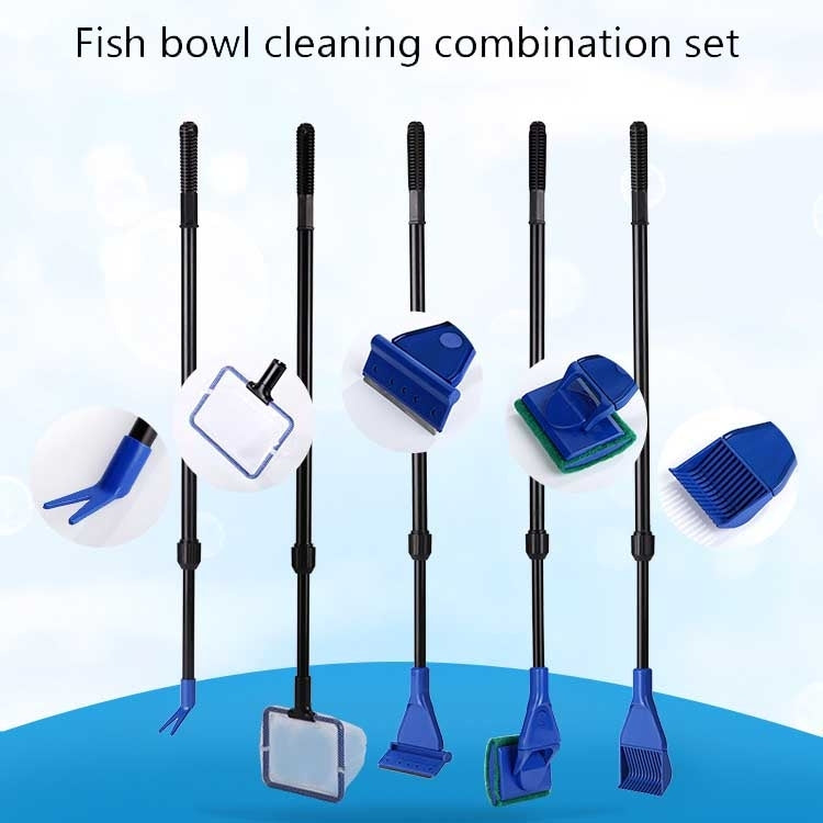 5 in 1 Multi-functional 54-80cm Adjustable Fish Tank Cleaning Tool Set
