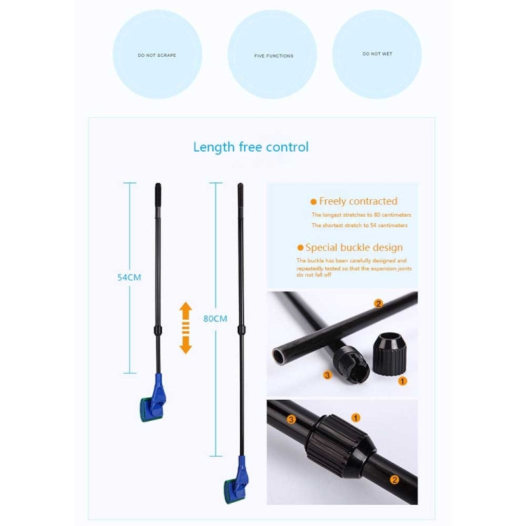 5 in 1 Multi-functional 54-80cm Adjustable Fish Tank Cleaning Tool Set