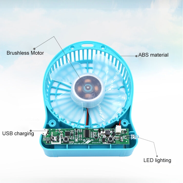 GONGTIAN F95S Storm Series Portable USB Rechargeable Fans, Three Ranges Speed Wind Adjustment + One Range LED Light Adjustment, Size: 14cm x 10.6cm x 4.2cm