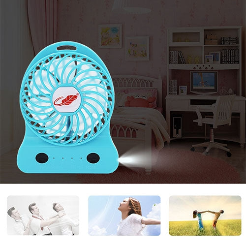 GONGTIAN F928S Portable USB Rechargeable Fans, Three Ranges Speed Wind Adjustment + One Range LED Light Adjustment, Size: 12.3cm x 9.6cm x 3.5cm