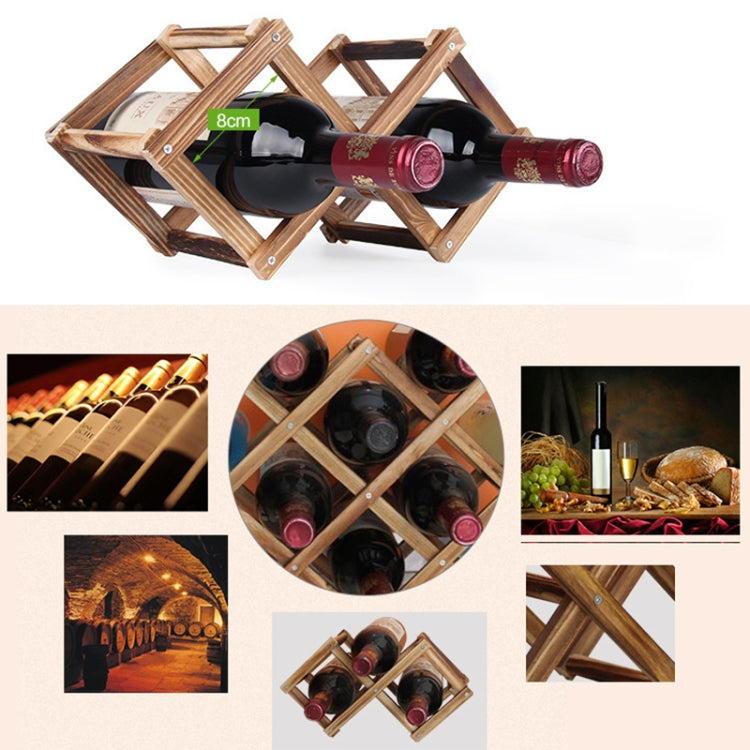 6 Bottles Racks Foldable Wine Stand Wooden Wine Holder Kitchen Bar Display Shelf(Wood)