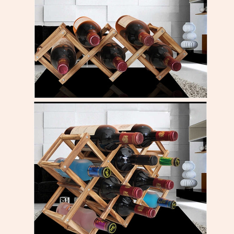 6 Bottles Racks Foldable Wine Stand Wooden Wine Holder Kitchen Bar Display Shelf(Wood)