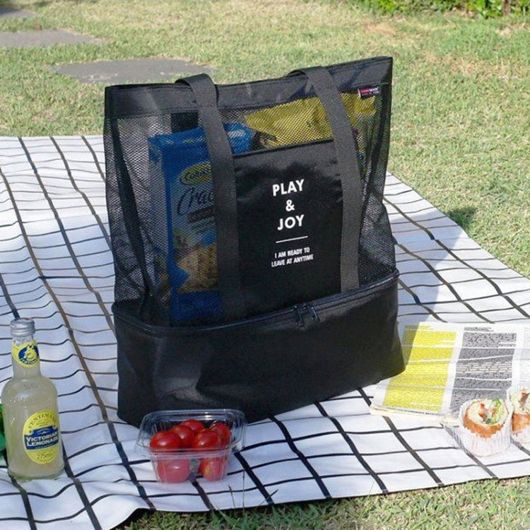 Portable Double Layer Mesh Sport Duffel Beach Picnic Shoulder Storage Bag Handbag