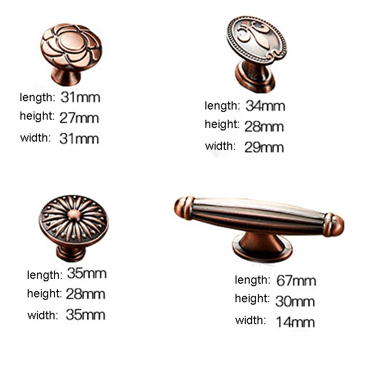 5 PCS 6034 Solid Wood Furniture Cabinet Handle Red Bronze Handles