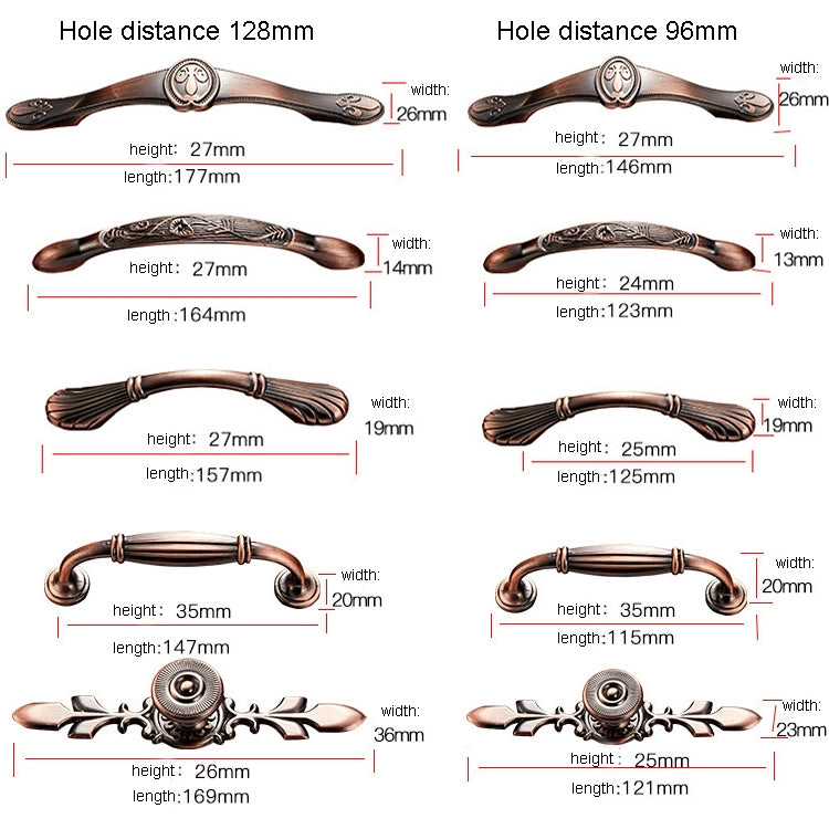 5 PCS 6037-Small Solid Wood Furniture Cabinet Handle Red Bronze Handles