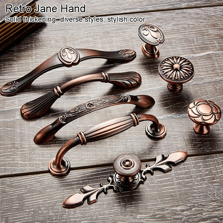 5 PCS 6037-Small Solid Wood Furniture Cabinet Handle Red Bronze Handles