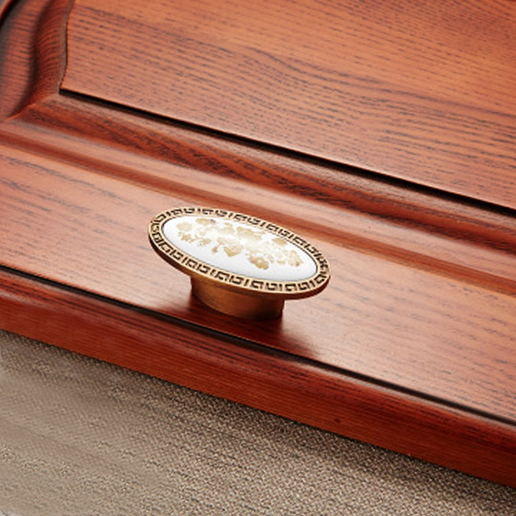 5 PCS 5008 Cabinet Zinc Alloy Retro Handle Coffee Cat Eye Handle (Coffee Fake Gold Flower)