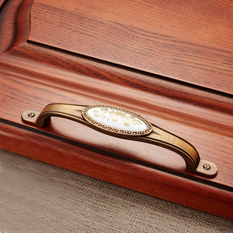 3 PCS 5008-128 Cabinet Zinc Alloy Retro Handle Coffee Cat Eye Handle (Coffee Fake Gold Flower)
