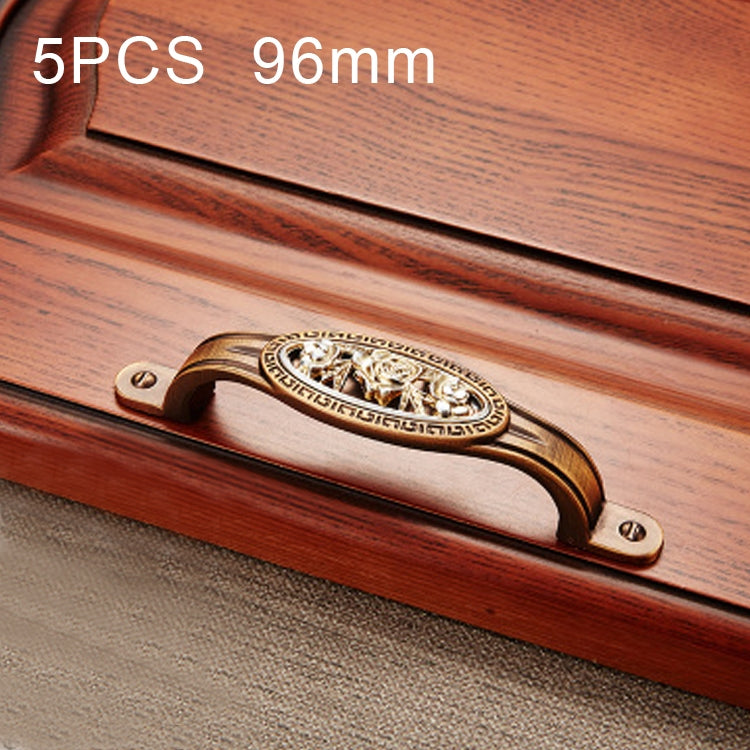 5 PCS 5008-96 Cabinet Zinc Alloy Retro Handle Coffee Cat Eye Handle (Coffee Ancient Silver)