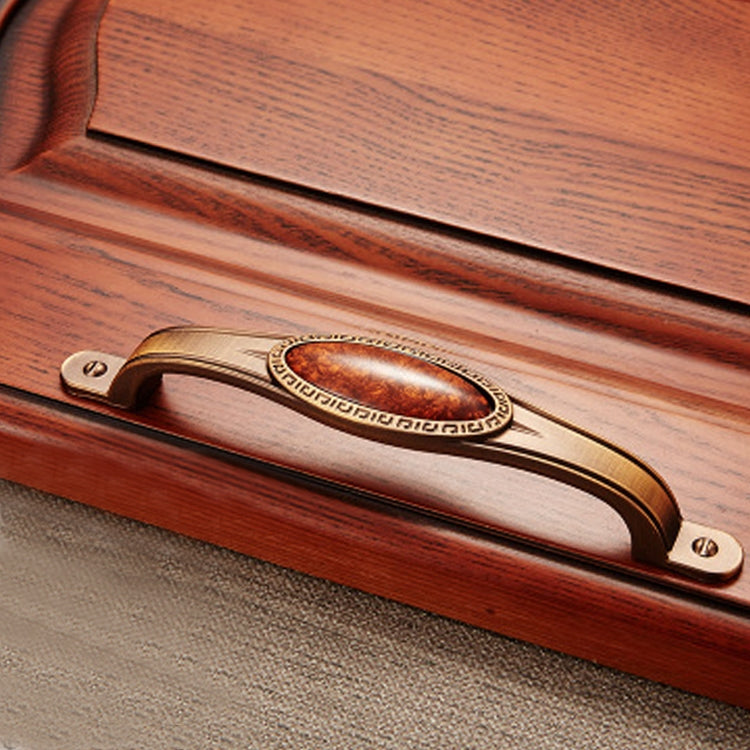 5 PCS 5008-128 Cabinet Zinc Alloy Retro Handle Coffee Cat Eye Handle (Coffee Cat Eyes)