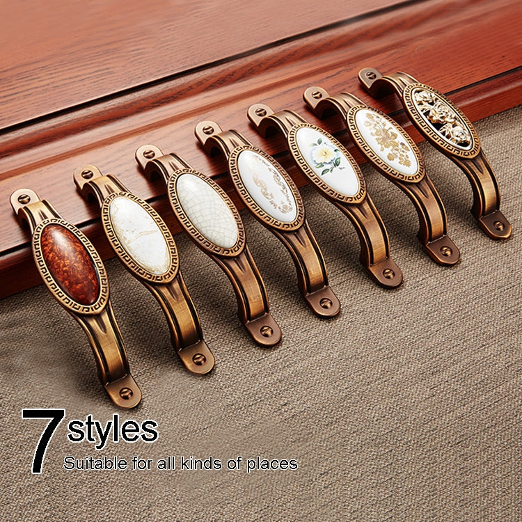 5 PCS 5008 Cabinet Zinc Alloy Retro Handle Coffee Cat Eye Handle (Coffee Marble)