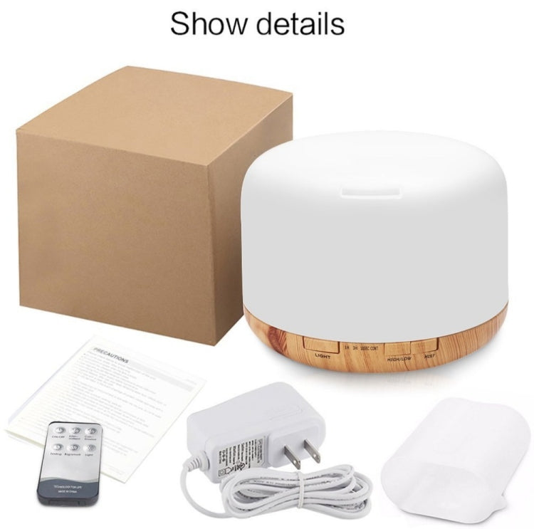 T500 Remote Control Wood Pattern Air Humidifier Automatic Alcohol Sprayer Essential Oil Diffuser Ultrasonic Mist Maker Ultrasonic Aroma Diffuser Atomizer Color LED, Capacity: 500ml, DC 24V, US Plug
