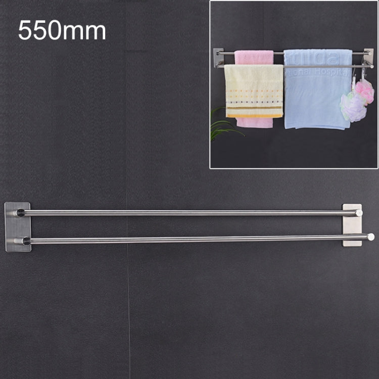304 Stainless Steel Towel Holder Folding Double Pole Hanging Rack Organizer Hook Bathroom Bracket, Size: 550mm