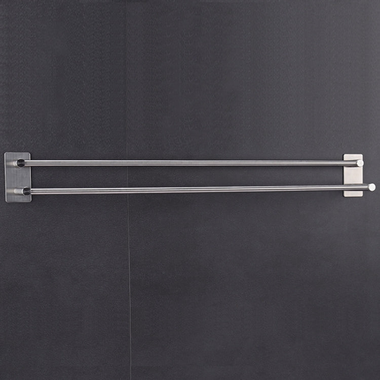 304 Stainless Steel Towel Holder Folding Double Pole Hanging Rack Organizer Hook Bathroom Bracket, Size: 700mm