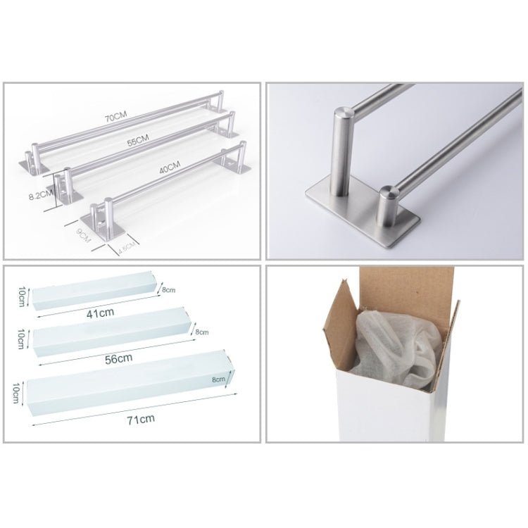 304 Stainless Steel Towel Holder Folding Double Pole Hanging Rack Organizer Hook Bathroom Bracket, Size: 700mm