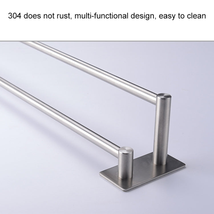 304 Stainless Steel Towel Holder Folding Double Pole Hanging Rack Organizer Hook Bathroom Bracket, Size: 700mm
