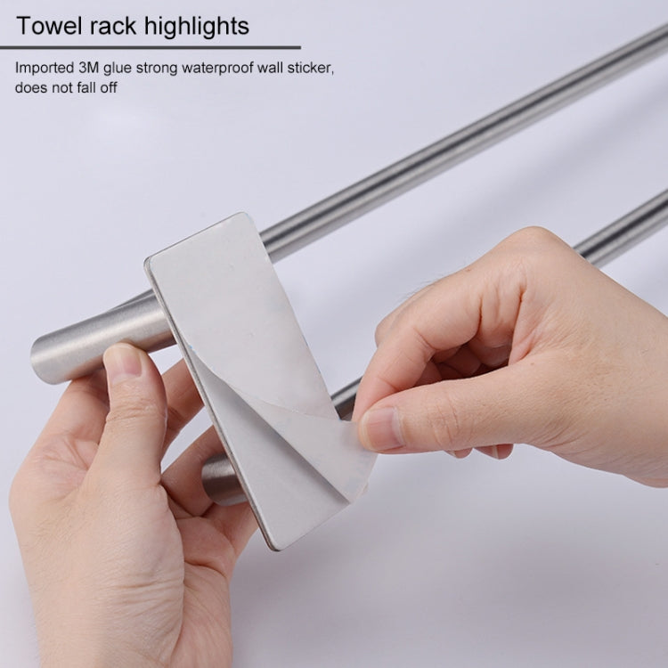 304 Stainless Steel Towel Holder Folding Double Pole Hanging Rack Organizer Hook Bathroom Bracket, Size: 400mm