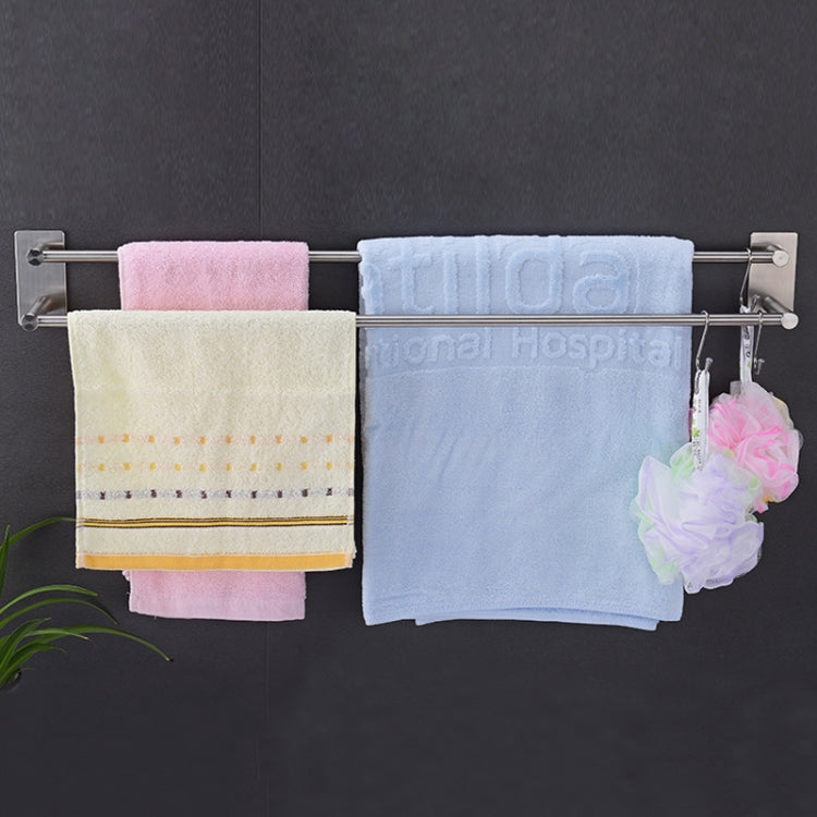 304 Stainless Steel Towel Holder Folding Double Pole Hanging Rack Organizer Hook Bathroom Bracket, Size: 400mm