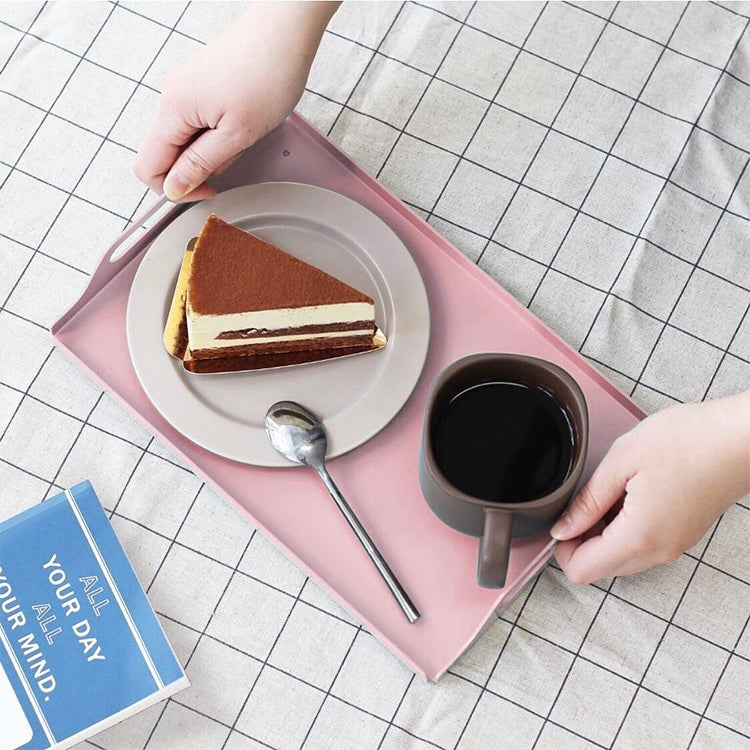 Desktop Metal Rectangle Butler Serving Tray With Handles, Size: 30*20*5cm