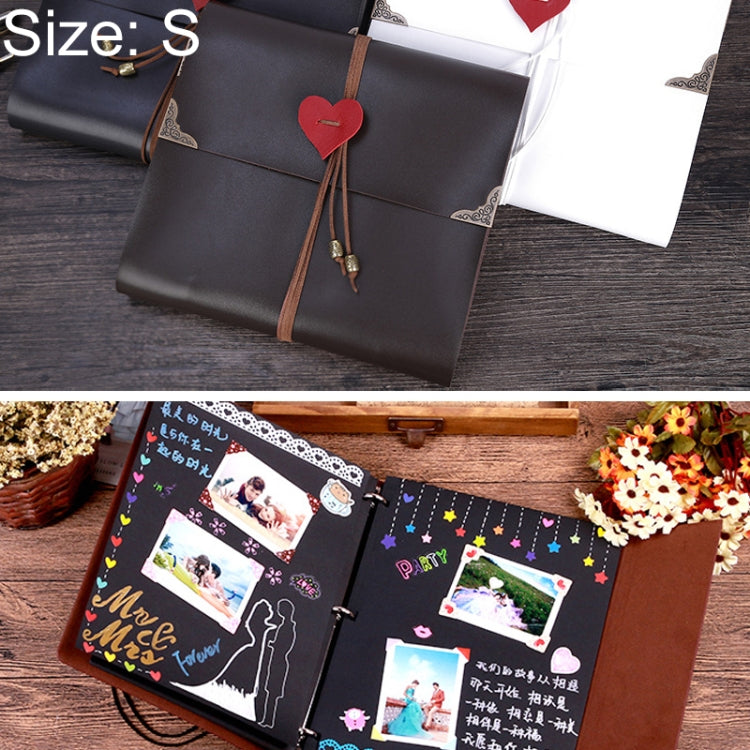 DIY Creativity Loose-leaf Imitation Leather Retro Love Heart Lock Pattern Commemorative Photo Album, Size: S