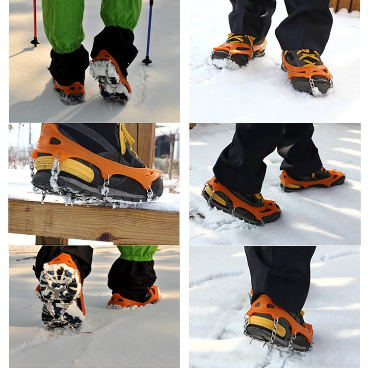 One Pair 8 Teeth Anti-Slip Ice Gripper Hiking Climbing Chain Shoes Covers