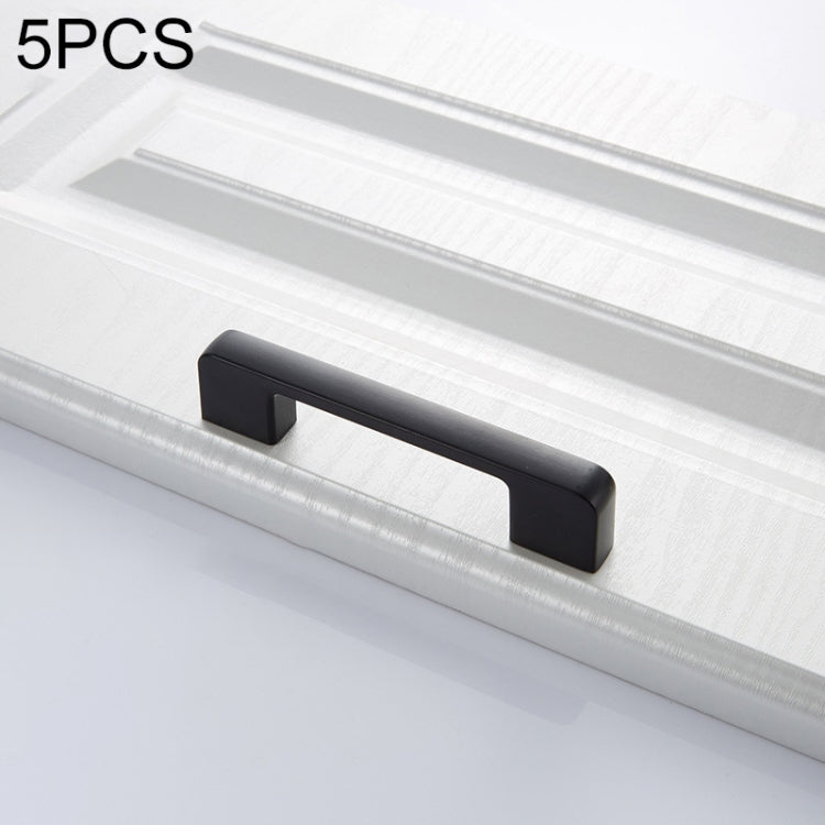 5 PCS 6613-96 Simple Cabinet Door Handle Drawer Wardrobe Zinc Alloy Handle (Black)