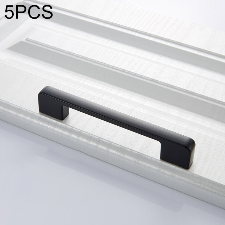 5 PCS 6613-128 Simple Cabinet Door Handle Drawer Wardrobe Zinc Alloy Handle (Black)