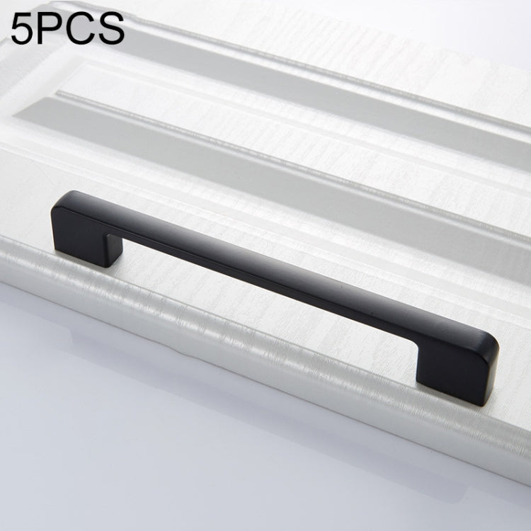 5 PCS 6613-160 Simple Cabinet Door Handle Drawer Wardrobe Zinc Alloy Handle (Black)