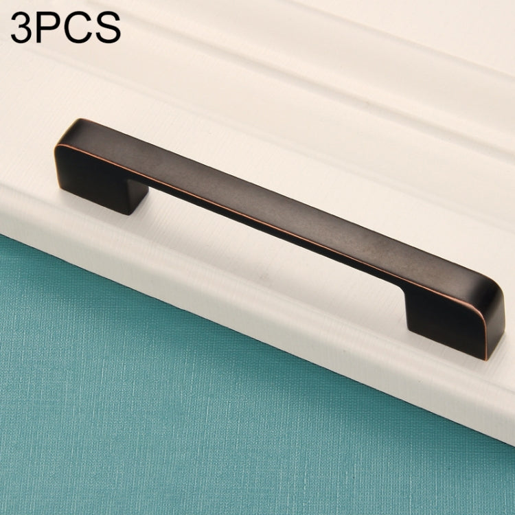 3 PCS 6613-192 Simple Cabinet Door Handle Drawer Wardrobe Zinc Alloy Handle (Black Red)
