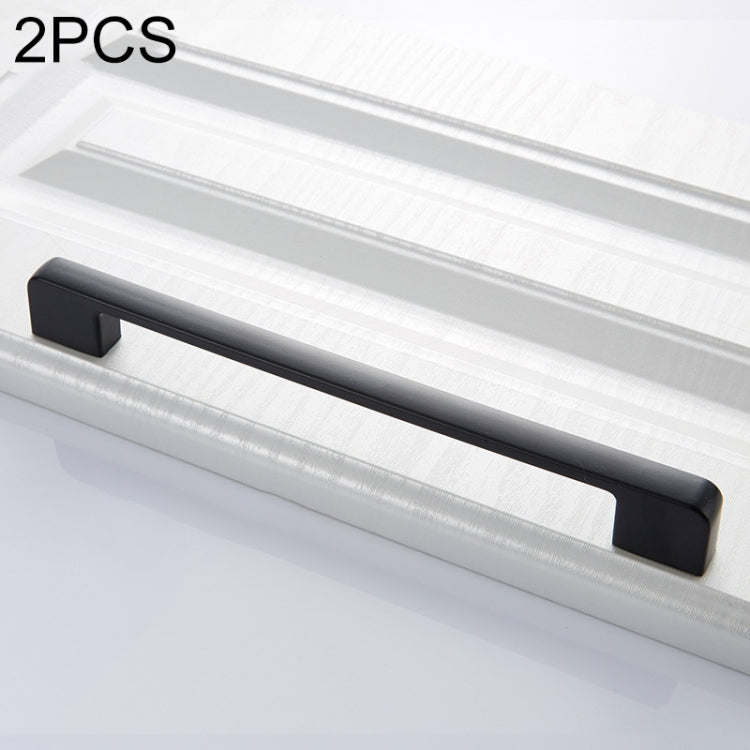2 PCS 6613-320 Simple Cabinet Door Handle Drawer Wardrobe Zinc Alloy Handle(Black)