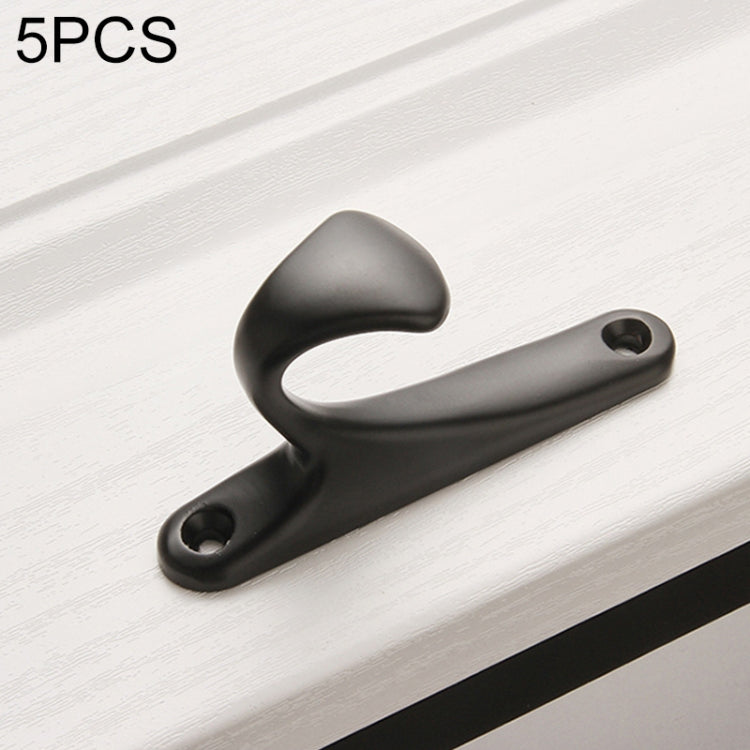 5 PCS Hook-01 Aluminum Alloy Wall Hanging Key Receiving Hanging Hook (Black)