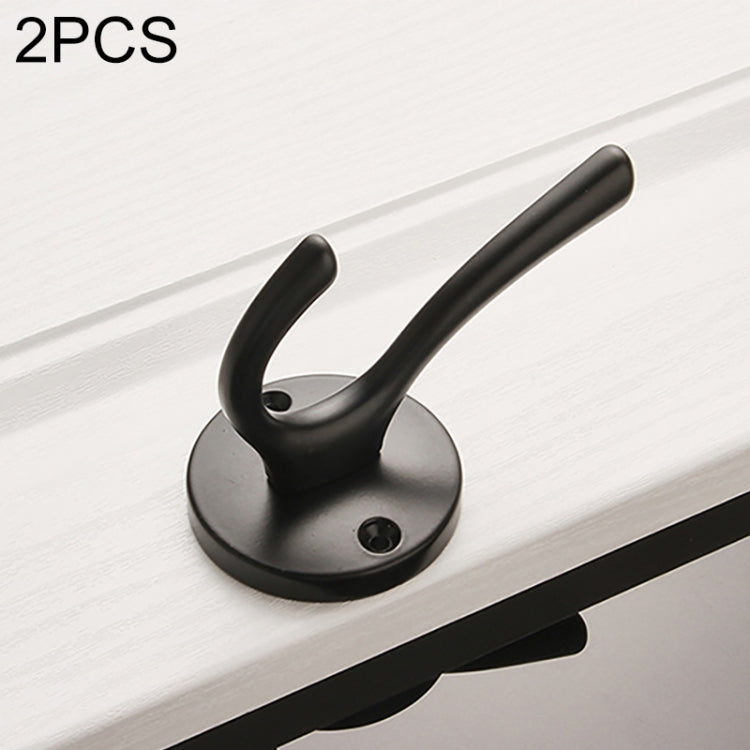 2 PCS Hook-02 Aluminum Alloy Wall Hanging Key Receiving Hanging Hook (Black)