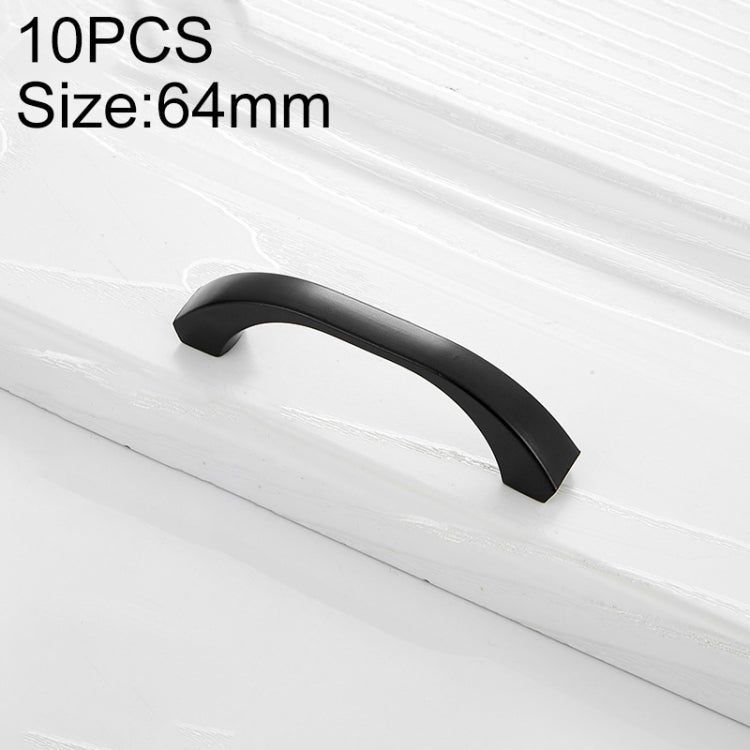 10 PCS 4003_64 Stainless Steel Closet Cabinet Handle Pitch: 64mm (Black)