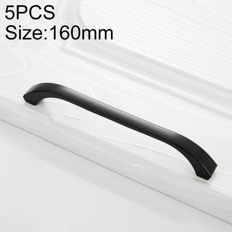 5 PCS 4003_160 Stainless Steel Closet Cabinet Handle Pitch: 160mm (Black)