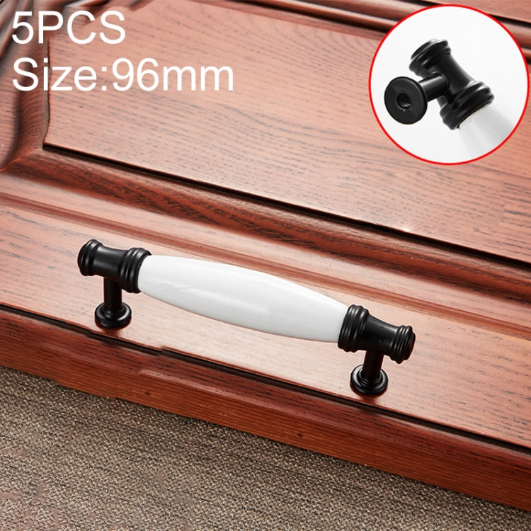 5 PCS 5001_96 Black and White Ceramic Closet Cabinet Handle Pitch: 96mm