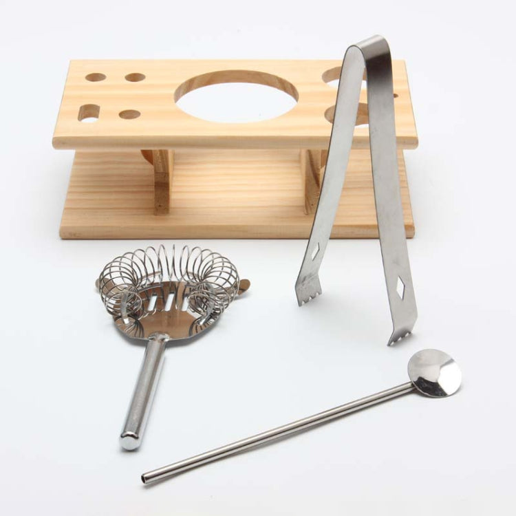 9 in 1 Stainless Steel Cocktail Shaker Tools Set with Wooden Mount, Capacity: 250ml
