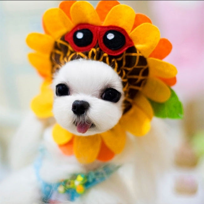 Cute Sunflower Shaped Pet Neck Gaiter, Size: S (Inner Diameter: 10cm)