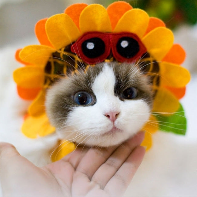 Cute Sunflower Shaped Pet Neck Gaiter, Size: S (Inner Diameter: 10cm)