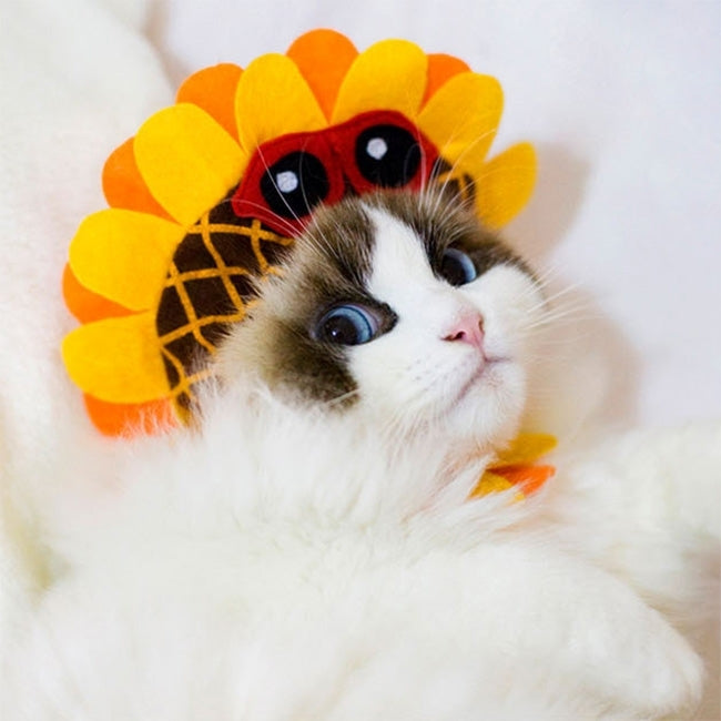 Cute Sunflower Shaped Pet Neck Gaiter, Size: S (Inner Diameter: 10cm)