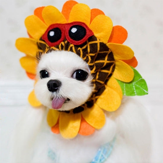 Cute Sunflower Shaped Pet Neck Gaiter, Size: L (Inner Diameter: 15cm)