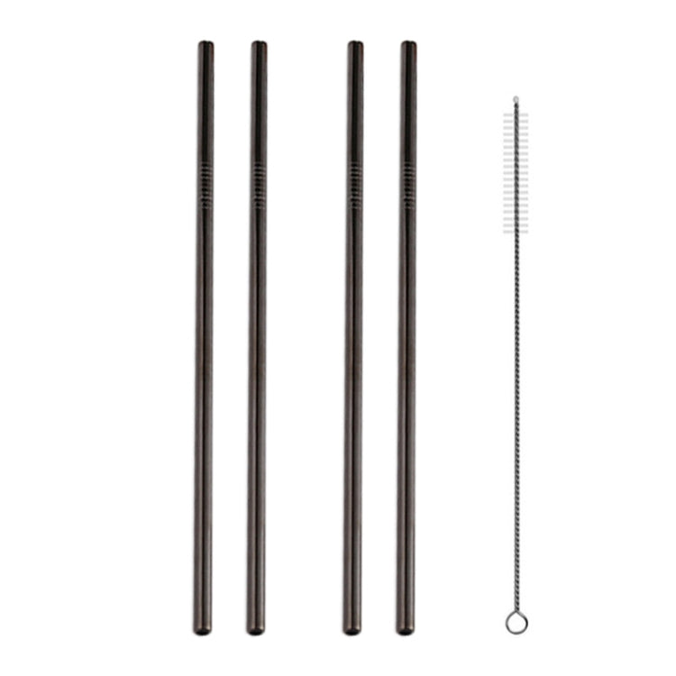 5 PCS Reusable Stainless Steel Straight Drinking Straw + Cleaner Brush Set Kit,  215*6mm