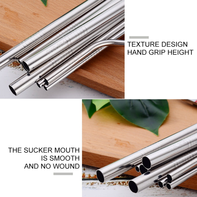 5 PCS Reusable Stainless Steel Straight Drinking Straw + Cleaner Brush Set Kit,  215*6mm