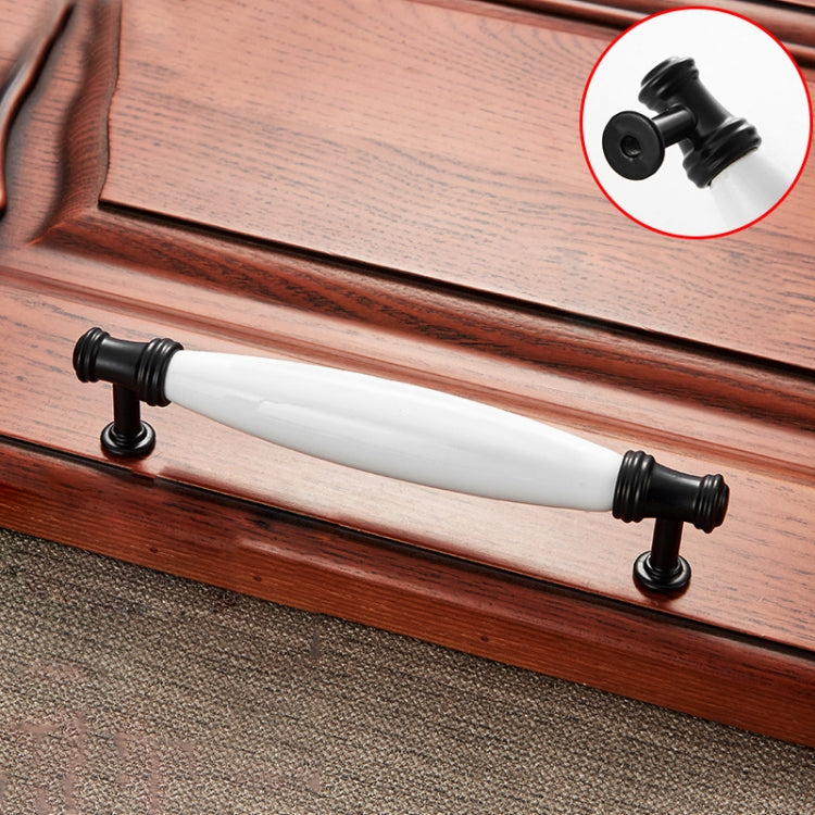 5 PCS 5001_128 Black and White Ceramic Closet Cabinet Handle Pitch: 128mm