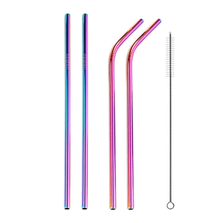 4 PCS Reusable Stainless Steel Drinking Straw + Cleaner Brush Set Kit,  215*6mm