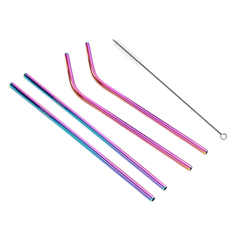 4 PCS Reusable Stainless Steel Drinking Straw + Cleaner Brush Set Kit,  215*6mm