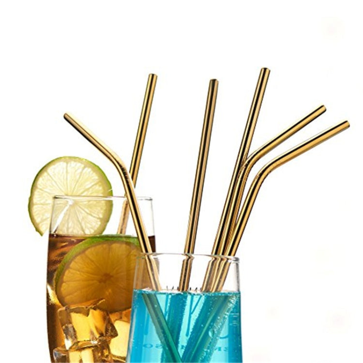 4 PCS Reusable Stainless Steel Drinking Straw + Cleaner Brush Set Kit,  215*6mm