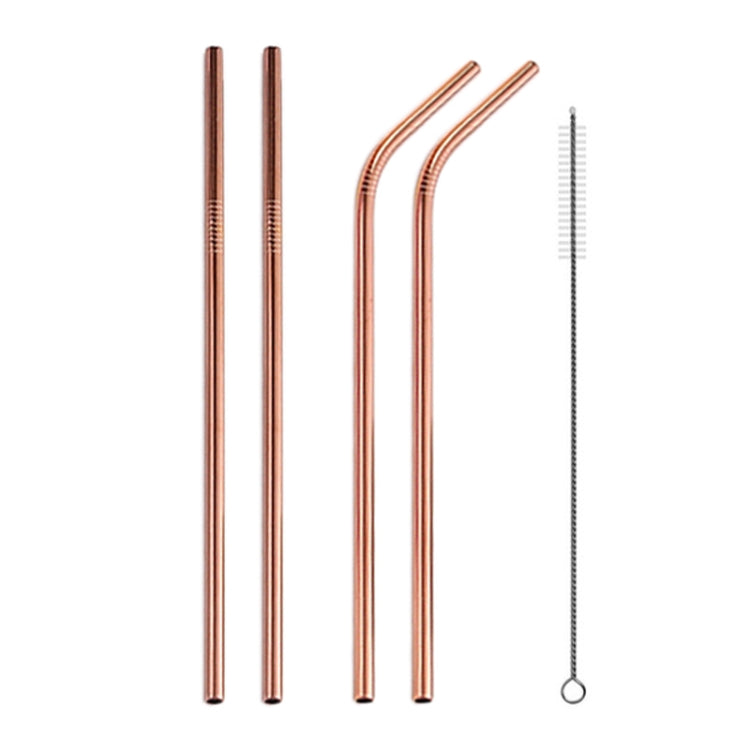4 PCS Reusable Stainless Steel Drinking Straw + Cleaner Brush Set Kit,  215*6mm