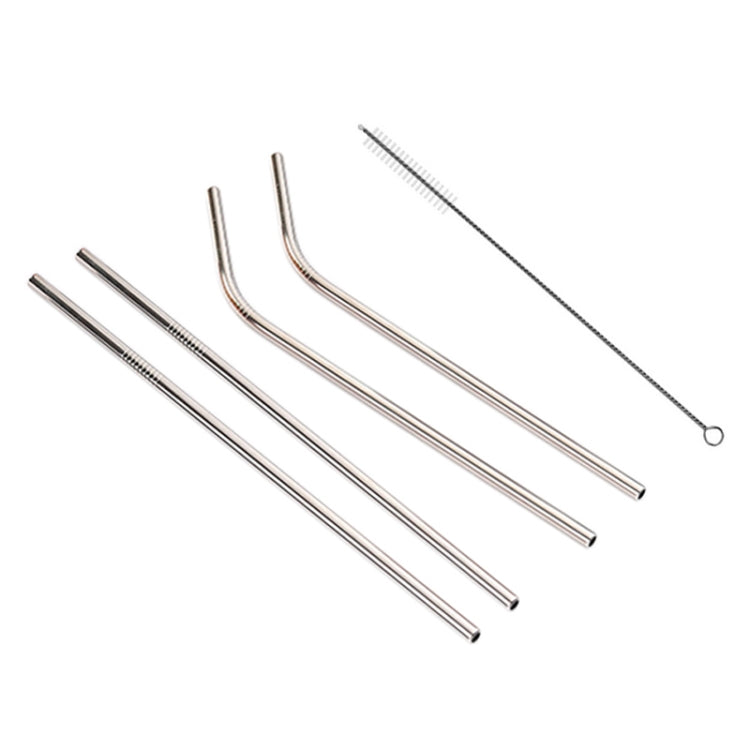 4 PCS Reusable Stainless Steel Drinking Straw + Cleaner Brush Set Kit,  215*6mm